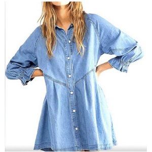 We The Free People Hannah Denim Mini Dress Revolve Sz XL NWT $128